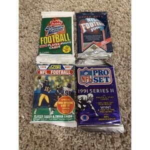 NEW Lot Of 4 NFL Football Trading Cards Fleer Upper Deck 1990 1991 Trivia Cards